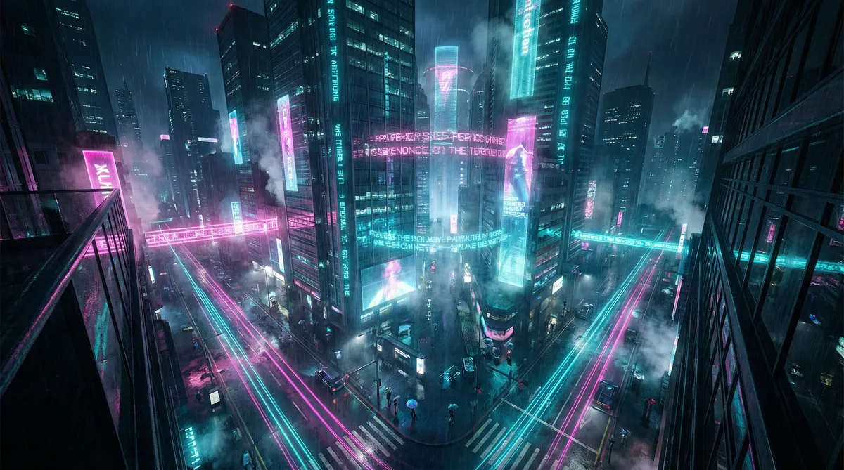 我就在外面蹭一蹭哔哩哔哩 竖屏短剧平台首页背景 - 赛博朋克都市夜景